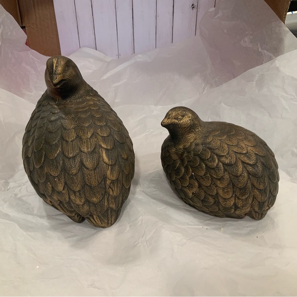 Bronze Ceramic Bird Figurine Set of Two - Picture 7 of 9